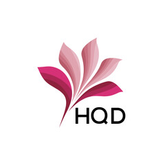 HQD Modern Pink Floral Logo Design on White Background, HQD Later Logo, Creative Nature-Inspired Logo Concept Isolated on White, 
