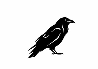 Obraz premium Black raven silhouette on a white background for Abstract Halloween 