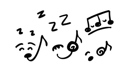 Hand Drawn Musical Notes and Symbols treble clef bass clef