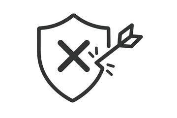 Virus in Computer Minimalistic Symbol, Web Graphic Design Icon, Malware, Data Security Threat, Technology Outline Illustration, Transparent Background, Banner Social Network App Concept