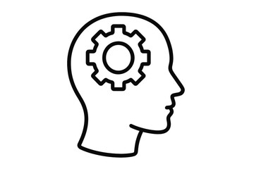 Target in head icon. Metaphor for focus, goal, concentration. Psychology concept of mental pressure, stress, headache. Brain target for business objective, aiming and idea.