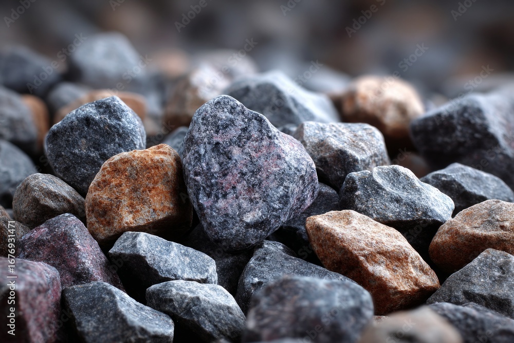 Poster granite stones with rough texture and various colors, creating a natural and textured background