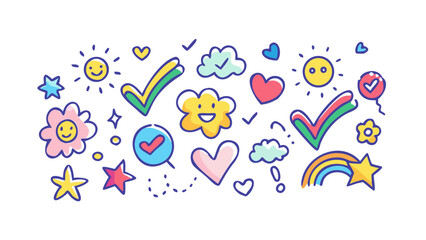 Happy doodle icons stars