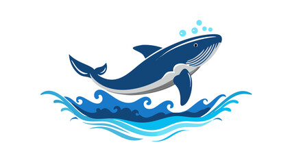 Majestic blue whale breaching ocean waves water