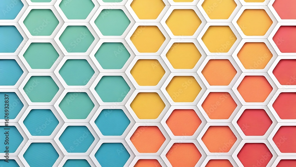 Poster abstract honeycomb pattern with gradient colors and white frames modern design background graphic il