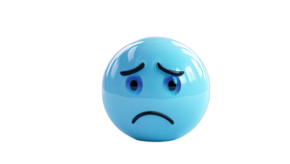 3D sad blue emoji