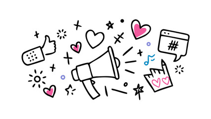 Pink hearts and musical notes vector