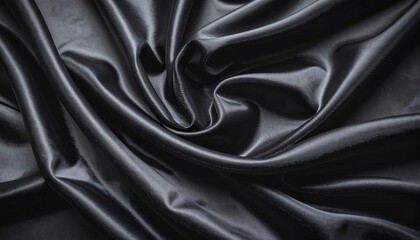Obraz premium Close-up view of dark gray, luxurious draped fabric.