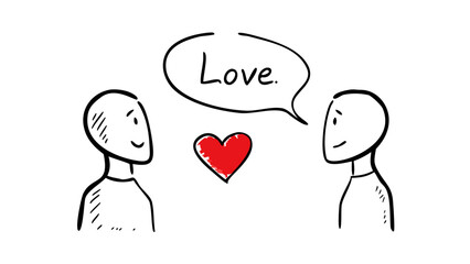 Red heart doodle love symbol