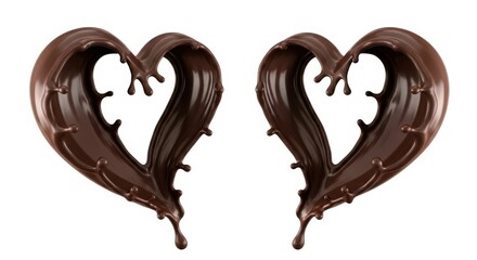 Chocolate hearts in fluid motion, expressing affection and sweetness