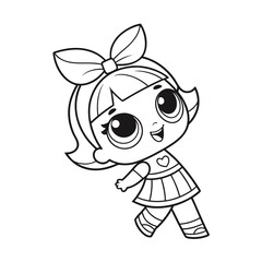 Cute Doll Girl Coloring Page | Printable Line Art for Kids
