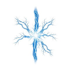 Blue electric lightning bolt forming a star shape.
