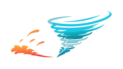 Stylized design of a tornado and fire water wind