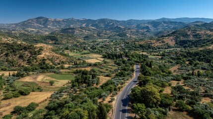 Open road adventure, car journey on a winding country scenic