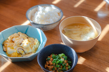 Dinner with hamburger steak / ハンバーグの夕食
