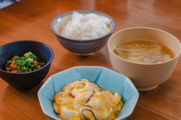 Dinner with hamburger steak / ハンバーグの夕食

