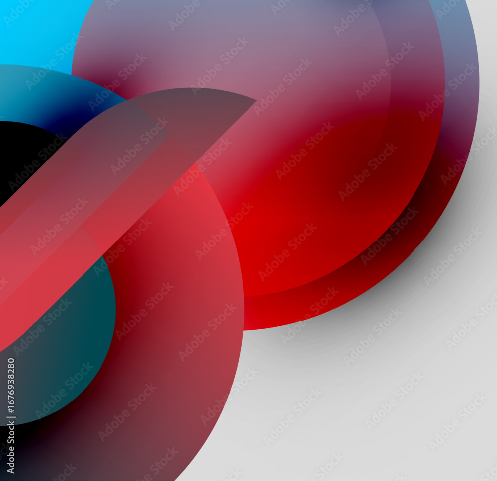 Poster abstract composition. overlapping circles, vibrant colors, smooth gradients create dynamic visual ef