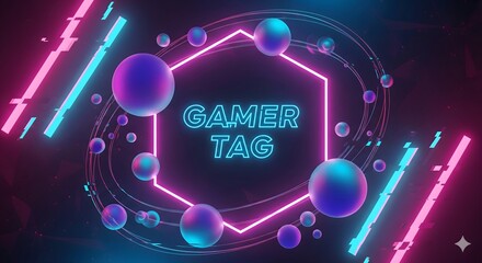 Neon Gaming HUD — Futuristic Hexagonal Interface with Glitch Effects and Cyber‑Arena Light Streaks