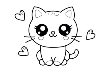Kitty. Children's coloring book. Vector illustration