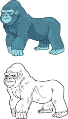 gorilla monkey, coloring page for kids