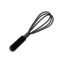 Whisk Tool Illustration: A black and white illustration of a whisk, a simple yet essential tool in any kitchen, ready to elevate culinary creations. 