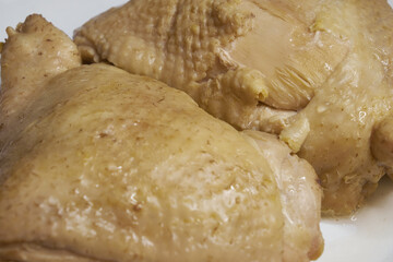 boiled chicken on the plate