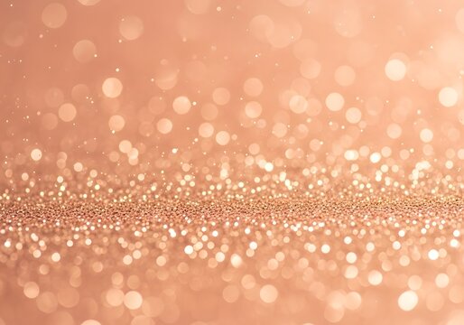 Rose gold glitter background with bokeh effect and sparkles
