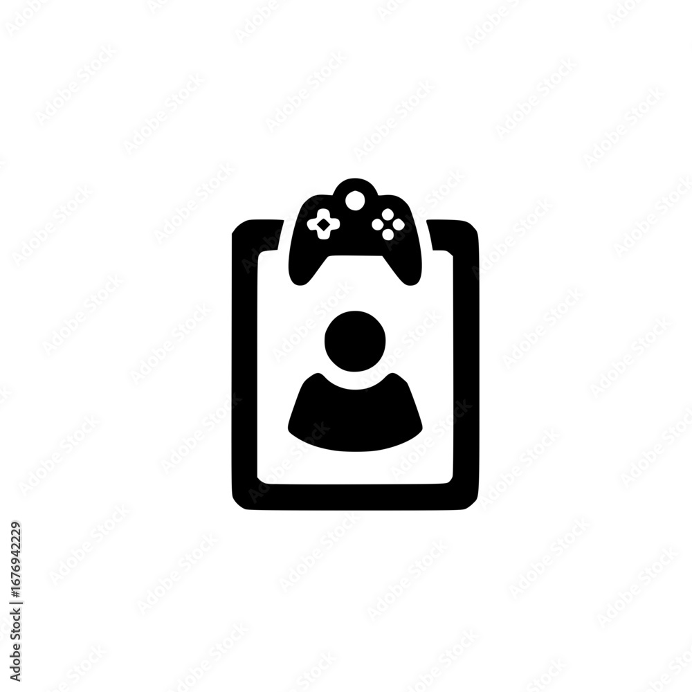Aufkleber user icon and sticky notes inside clipboard symbol representing task assignment and productivity