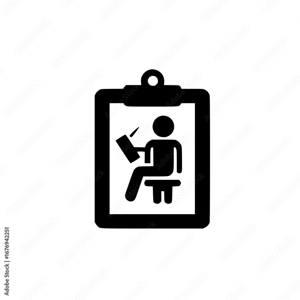 Poster drawing icon inside clipboard symbol representing creativity artistic workflow and design planning