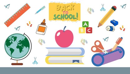 Trendy Calligraphy Back to School College on White Background Vector. Back to College Banner Template