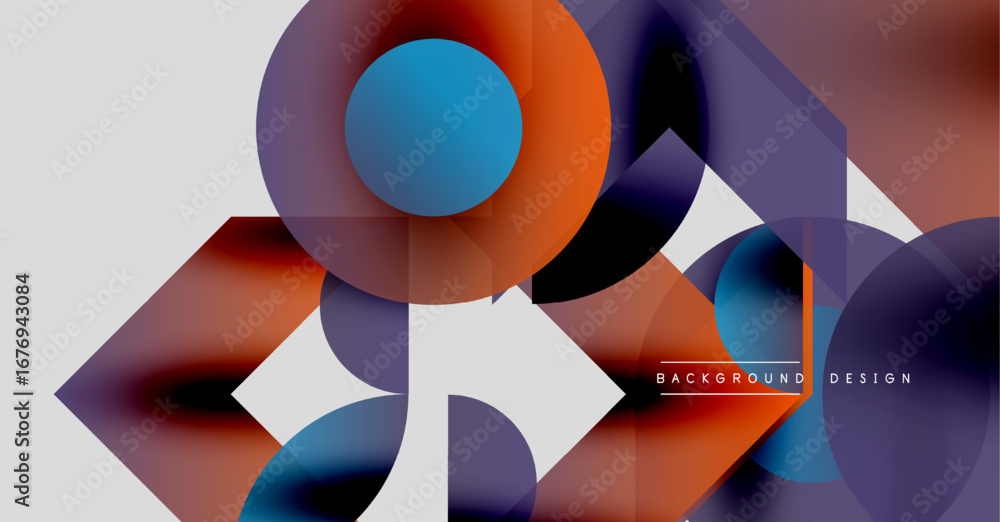 Aufkleber abstract geometric shapes overlap, creating vibrant color gradients. modern design features smooth t