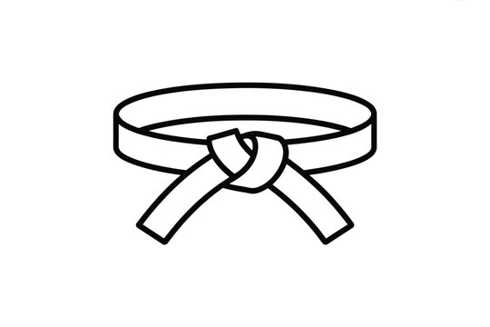 Simple line drawing of a tied martial arts belt - Powered by Adobe