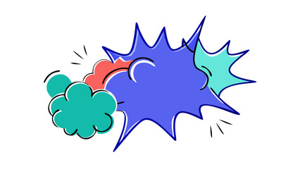 Blue purple coral teal explosion bursts comic pop art