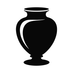 Elegant black silhouette of an ancient greek amphora vase