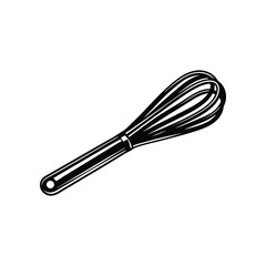 Elegant whisk silhouette: A meticulously crafted monochrome portrayal of a classic whisk, evoking simplicity, precision, and culinary elegance. Perfect for culinary illustration and design