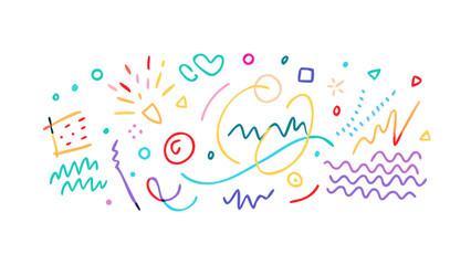 Colorful abstract doodles and shapes lines