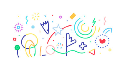 Colorful abstract doodles with playful shapes and lines vector