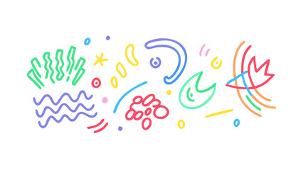 Obraz premium Colorful abstract doodles and shapes playful