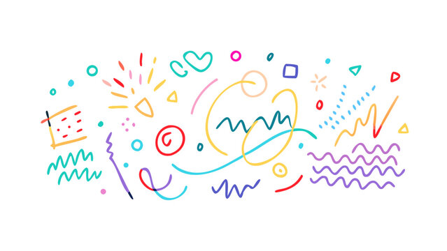 Colorful abstract doodles and shapes lines