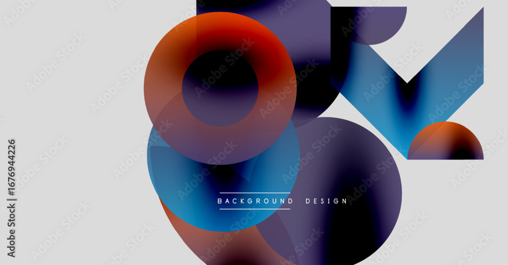 Aufkleber abstract shapes overlap, creating vibrant color blends. modern design features circular, triangular 