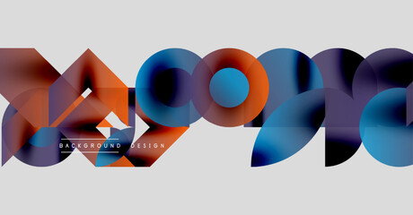 Abstract colorful design features dynamic shapes, gradients. Text reads background design. Modern aesthetic, vibrant hues present.