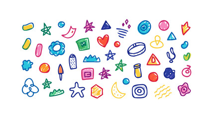 Colorful doodle shapes and symbols abstract