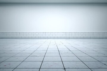 Empty White Tiled Room