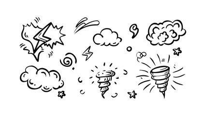 Comic Style Doodle of a Smiling Cloud with Raindrops happy cheerful