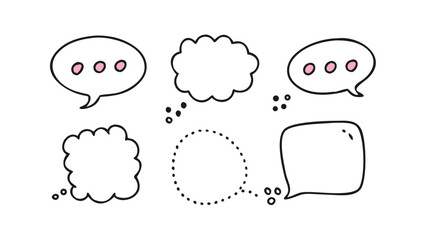 Cute doodle speech bubbles with pink dots thought bubble comic
