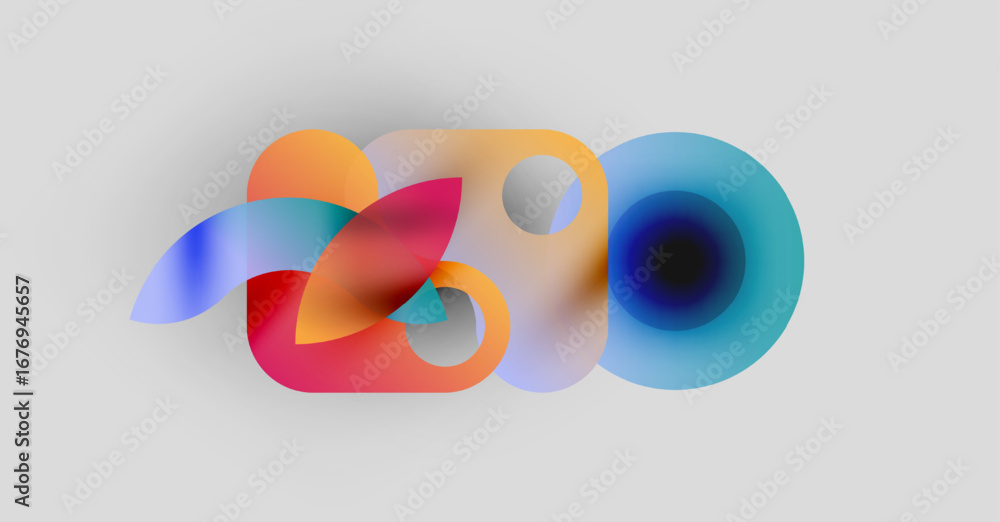 Fototapete abstract colorful shapes overlap, creating dynamic visual composition. soft gradients suggest light,