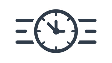 Dark blue clock with motion lines time speed