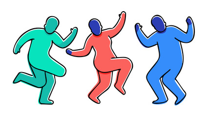 Dancing figures in vibrant colors people silhouettes