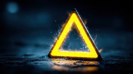 Conceptual artwork showing a universal danger pictogram within a triangular frame depicting a powerful blaze with flickering tongues of fire symbolizing a significant flammability risk or hazard