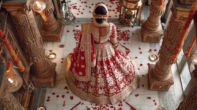 indian bride in red lehenga traditional wedding culture Hindu
